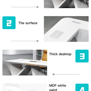 Modern CEO Executive Office <b>Desk</b> and Chair <b>Set</b> Convertible Extendable Luxury Wooden <b>Desk</b> - Product Image 4