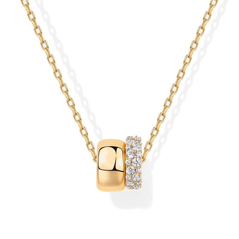 Gemnel New Arrivals 2025 925 Silver Jewelry Sleek And Plain Two-toned Rondelle Pendant Necklace For Women