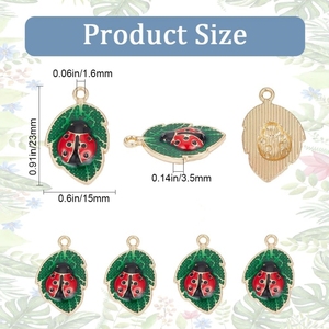 Ciondoli a Forma di Coccinella in Lega con Smalto Rosso, <span class=keywords><strong>Portafortuna</strong></span>, per Creazione di Gioielli - Product Image 3