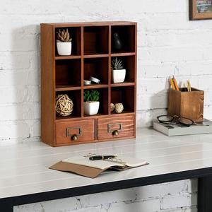 <span class=keywords><strong>Étagère</strong></span>s de présentation <span class=keywords><strong>Art</strong></span> <span class=keywords><strong>déco</strong></span> en bois autoportantes de 16.5 pouces, boîte d'ombre à 9 compartiments, 2 tiroirs pour le rangement du salon - Product Image 6