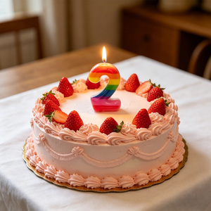 Party Love rende i tuoi festeggiamenti memorabili ed eleganti. Candela numero 2 da 6 cm, candele di compleanno color arcobaleno. - Product Image 3