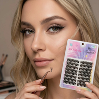 Cils ailés 100D Mega Volume 8 rangées 144C/Plateau Boîte pliable avec carte d'insertion personnalisée pour Club/Mariage/Sortie nocturne