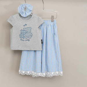 Conjunto de Ropa Casual para Niñas, Chaleco Informal de Algodón Puro con Borde, Pantalones Anchos Tipo Culotte - Product Image 2