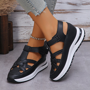 Sandalias de Mujer Talla Grande Primavera 2025 Estilo Europeo Americano con Tacón Inclinado, Hebilla Romana y Amortiguación, Talla 43 - Product Image 5