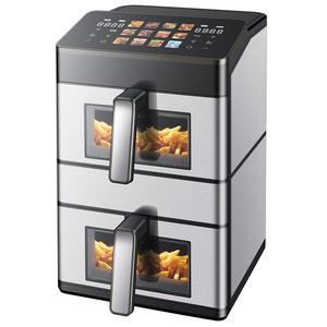 <span class=keywords><strong>2</strong></span>合1翻盖4.5升不锈钢空气油炸锅烤架1450瓦可视窗口智能空气油炸锅，带烤架 - Product Image 6