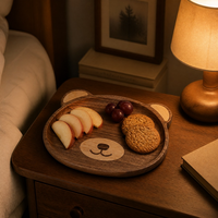 Beervormig houten dienblad, snackbord, fruitplateau, walnoot hout, huisdecoratie, keuken, diner, feest, cadeau