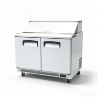 Comptoir Réfrigéré Commercial 60 pouces pour Salades, Monotempérature, en Acier Inoxydable, 2 Portes, Table de Préparation, Vitrine Réfrigérée