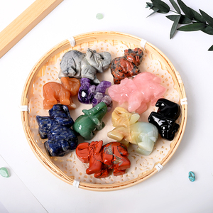 Atacado <span class=keywords><strong>Natural</strong></span> Cristal Animal Esculturas Esculpidas Quartzo Pedras Pedras Preciosas Esculturas De Cristal De Elefante Para Decoração Desktop - Product Image 5