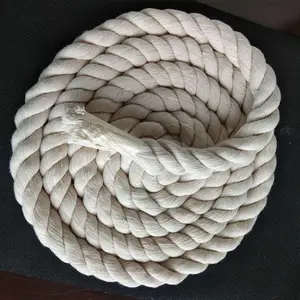 Atacado corda 5m-Robracate corda em algodão torcida, 20mm, branco natural, 3 fios, cabo macrame, tamanho grande, para macrame kit