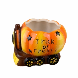 Maceta de Cerámica Esmaltada con Diseño de Calabaza de Halloween para <span class=keywords><strong>Cactus</strong></span> y Suculentas, para Jardín y Hogar - Product Image 3