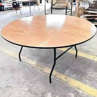 Meilleure vente 2026 - Table de banquet ronde pliante en bois moderne de 1,5 m - Personnalisation gratuite - Portable