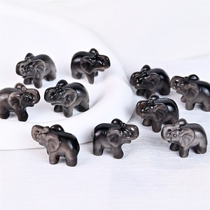 Wholesale Carved Crystal <b>Elephant</b> Figurines Feng Shui Collectible Craft UV Printed Round Carving Art <b>Decor</b> - Product Image 1