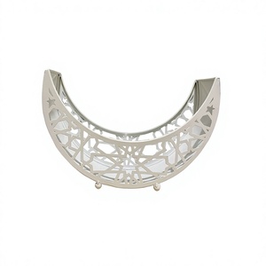ถาดเสิร์ฟขนมหวานพร้อมถาดช็อคโกแลตรูปดวงจันทร์สีขาวทำจากโลหะ - Product Image 1