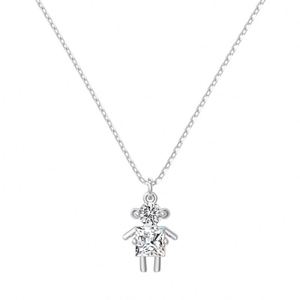 สร้อยคอจี้รูปเด็กชายแสนน่ารัก ดีไซน์ Dylam ชุบทองคำขาว 14K เงินแท้ 925 พร้อมจี้เพชรซิคอน 5A สำหรับผู้หญิง - Product Image 1