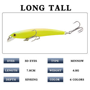 New Sinking Minnow <b>Lure</b> 7.8cm 4.8g Bottom Bait For Bass <b>Fishing</b> With Rattles Artificial Hard <b>Lure</b> XY-333 - Product Image 4