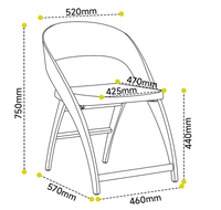 Chaise de salle à manger pliable en plastique PP GDRS USA DELIVERY, chaise d'appoint moderne à dossier ouvert et incurvé, intérieur/extérieur