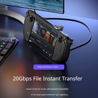Adaptateur USB-C/A mâle vers USB-C femelle à angle de 180 degrés, 20 Gbit/s PD 140 W, pour appareils de type C, Steam Deck, ordinateur portable, tablette