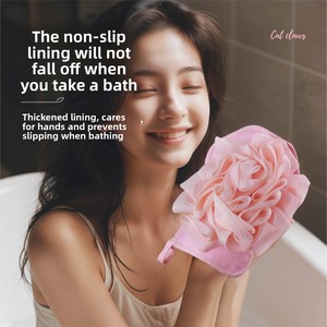 Oval-Shaped Double-Layer Keratin Thickened PE Bath Gloves for Shower <b>Scrubbing</b>-Zenidoo Brand - Product Image 4