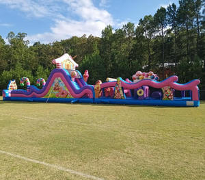 Parcours d'obstacles gonflable commercial avec toboggan, parcours d'obstacles gonflable commercial pour adultes et enfants en extérieur - Product Image 6