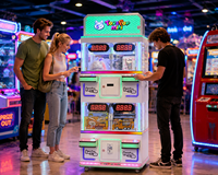 Machine de jeu de distribution de prix avec poupée anglaise, défi de 10 secondes, lecteur de cartes, construction métallique, accepteur de billets, garantie 1 an