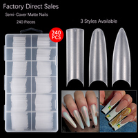 Vente en gros Style français doux Gel cercueil carré Stiletto XL demi-couverture naturel faux ongles pour doigt X ongles conseils