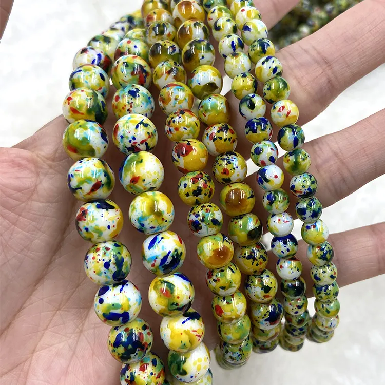 factory direct beads new design color combination picture round glass beads for clothes and shoes