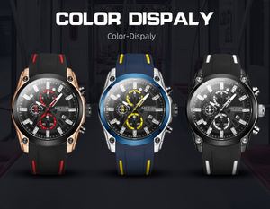 Megir 2024 Hot Brand Sport Men's Watch 2144 Japanese Quartz Movement Chronograph Silicone Strap Alloy Analog Japanese Quartz - Product Image 4