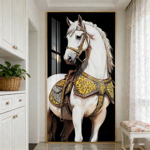 Nouvelle Peinture Murale Cheval Luxe Chambre à Coucher Peinture UV Animaux Modernes Luxe Peinture en Porcelaine Cristalline Peinture Décorative Lumineuse LED - Product Image 5