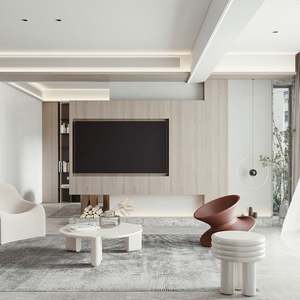 Mueble para TV de Melamina con Cristal, Diseño Simple, Partición de Madera Contrachapada, Mueble Flotante para TV de Salón Moderno 2023 - Product Image 4