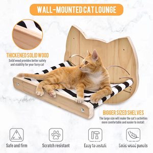 Wooden cat <b>hammock</b>, cat face cat bed, cat perch toy, wall-mounted cat climbing <b>frame</b>. - Product Image 2