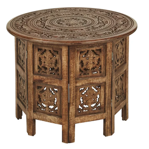 Handmade Wooden Nighstands with Hand Carved Panels Traditional Design <b>Antique</b> Style Solid Wood Accent <b>Table</b> Living Room Home - Product Image 4
