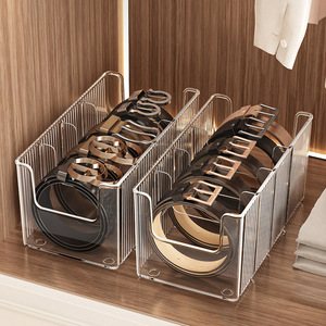 Household Transparent Durable Multifunction Belt <strong>Storage</strong> <strong>Box</strong> for Men's Split <strong>Tie</strong> Arrangement Display Stand PET Plastic Desktop - Product Image 1