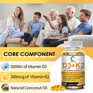 Vitamine D3 + K2 2-en-1 Gélules molles - 5000 UI D3 & 200 µg K2 Sans OGM Sans gluten et sans soja Naturel - 120 Gélules Molles Adulte - Product Image 4