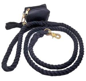 Correa de algodón 100 para perro, arnés de Collar de bolso a juego, todos los colores, asas de cuero genuino, longitud personalizada, azul, alta calidad - Product Image 1