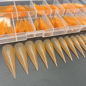 Novo Laranja Colorido Profundo Curvo Anéis Garra De Águia Ongles Cápsula Popits Dupla Forma Prego Moldes Dica - Product Image 3