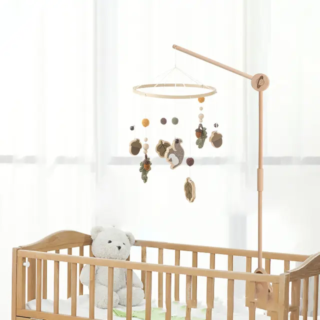 Cama giratoria de madera marco colgante sub varilla colgante doble cuna multifuncional forma de cohete bebé relajante cama campana titular