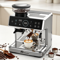 Machine à café expresso électrique commerciale Anbolife Premium 58 mm avec moulin, débitmètre, contrôle de température PID, porte-filtre, 1500 W