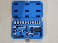 Jeu de douilles traversantes 29 pièces, kit de clés à cliquet traversantes 3/8 pouces, jeu de douilles métriques CR-V pour la réparation d'amortisseurs automobiles