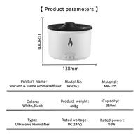 Diffuseur d'huiles essentielles à effet de flamme volcanique, humidificateur aromatique 360 ml, portable, de table, électrique, ultrasonique, en plastique