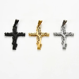 Pendentif Croix Arbre de Vie Creux en Acier Inoxydable pour Hommes et Femmes, Collier Hip Hop Punk Argent Or Noir, Breloque Bijou de Fête, Cadeau - Product Image 6