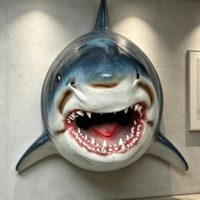 Sculpture murale réaliste de tête de requin en fibre de verre personnalisée, art mural 3D d'animaux marins pour la décoration murale de bar, restaurant, maison