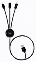 Kabel Pengisi Daya Multi 6-in-1 USB C/A dengan Logo Bercahaya untuk Ponsel Universal, Pengisian Cepat 3A, 100% Tembaga Murni, Kabel Data dengan Jalinan Nilon