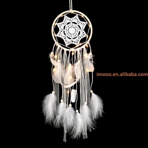 Prix usine LED Dreamcatcher Ornements Carillons Éoliens Enfants Cadeaux Led Lumières Maison Décoration Peintures Murales Plume Attrapeur de rêves - Product Image 5