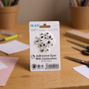 Yeux adhésifs Ilan avec cils 20-15-10mm pour l'artisanat et les projets de bricolage - Product Image 3