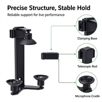 Clip de microphone télescopique pour violon, bras extensible, pince de fixation en plastique anti-rayures, viola, diffusion en direct C-1305