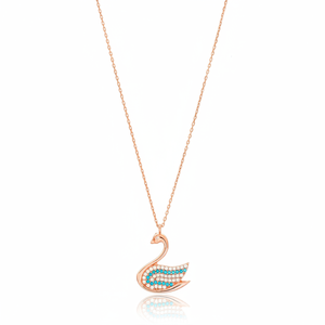 Swan Animal Design Turquoise Zircon Pierre Charme Pendentif Turc Fabriqué À La Main En Gros 925 Argent Sterling Bijoux - Product Image 2