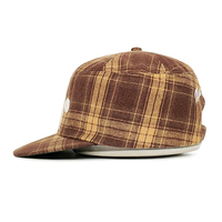 Gorra Casual de Algodón 100% a Cuadros Personalizada de Alta Calidad con Bordado 3D y Visera Plana Sin Estructura