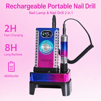 Machine à ongles rechargeable 2-en-1 avec lampe UV 45000 tr/min, lime à ongles électrique portable pour salon et usage domestique