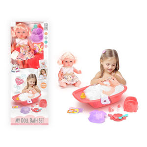 Ensemble de jouets de bain pour poupée en vinyle de 12 pouces avec accessoires d'alimentation, jeu d'imitation, apprentissage précoce, développement cognitif, cadeau pour enfants et parents - Product Image 3