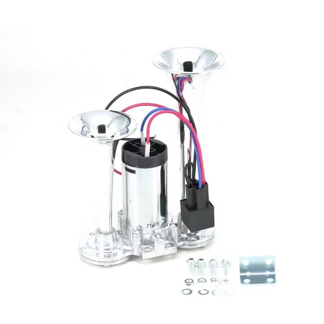 Trumpet Air Horn 12V with Compressor Plastic Trumpet Air Horn Super Loud for Car Truck Van Motorcycle SUV Semi Train Air Horn